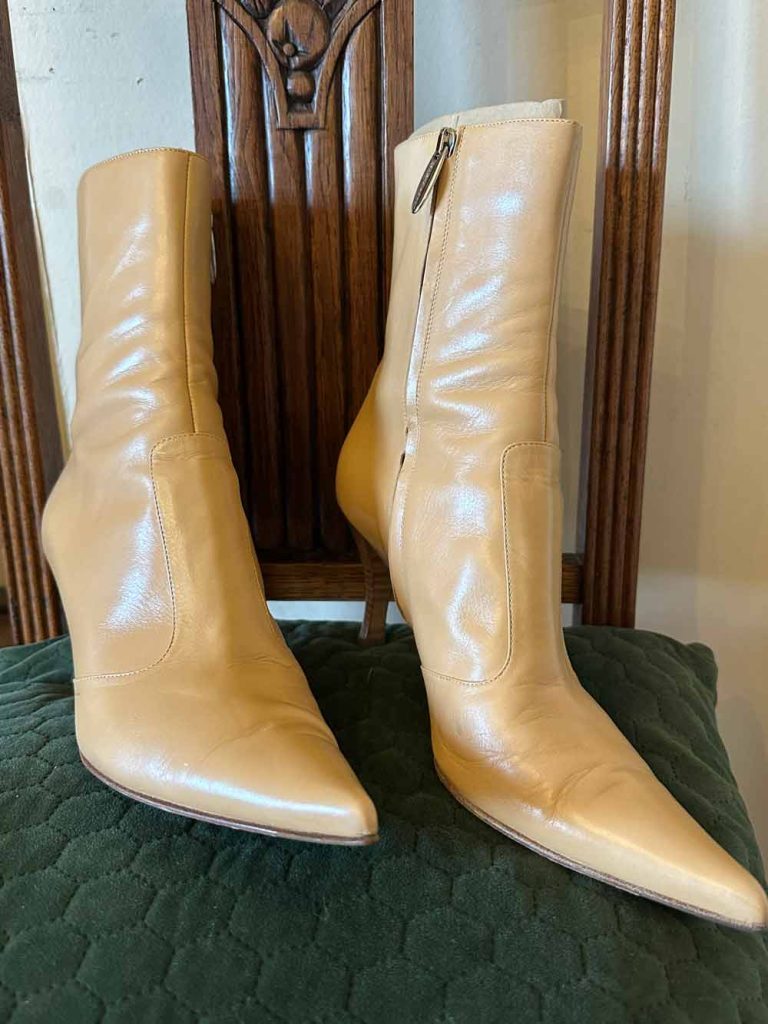 Bottines cuir beige Sergio Rossi friperie en ligne