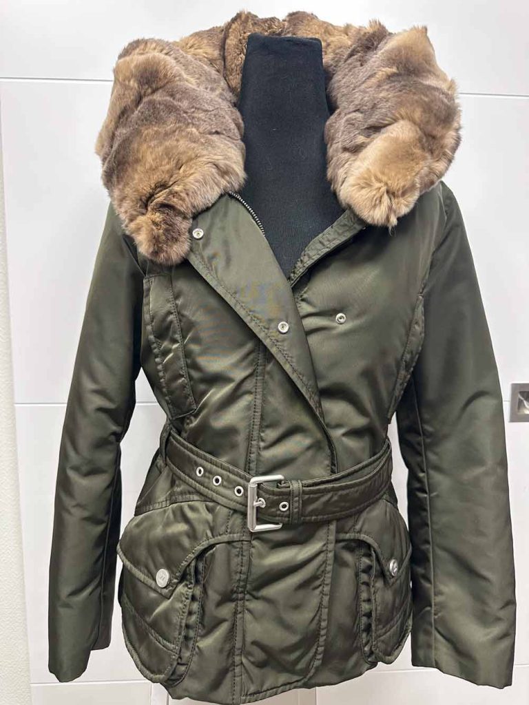 parka doudoune kaki max mara weekend col fourrure seconde main
