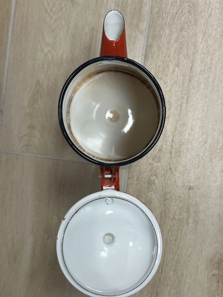 cafetière tôle émaillée rouge japy vintage