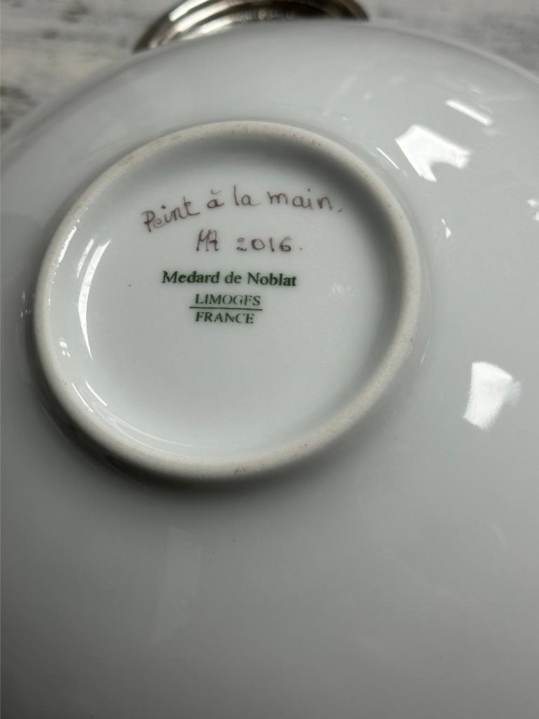 coupe porcelaine médard de noblat limoges france décor chasse