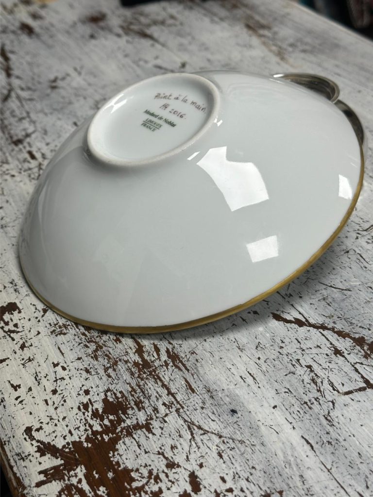 coupe porcelaine médard de noblat limoges france décor chasse