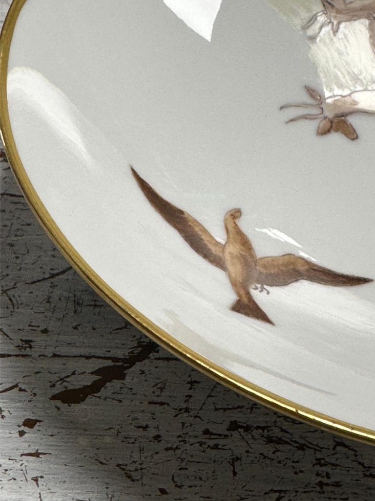 coupe porcelaine médard de noblat limoges france décor chasse