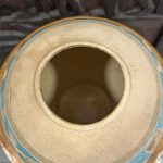 vase boule grès beige turquoise brocante en ligne