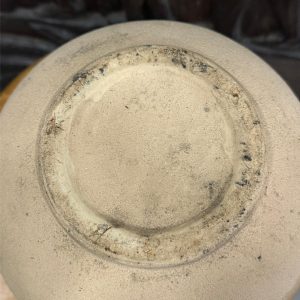 vase boule grès beige turquoise brocante en ligne seconde âme