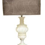 lampe albâtre sculpté abat-jour marron