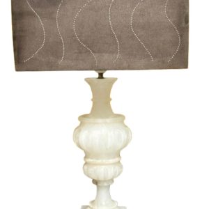 lampe albâtre sculpté abat-jour marron