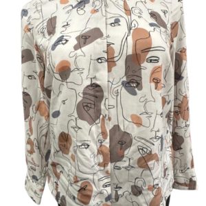 chemise femme Madeleine seconde main motifs visages taille 42