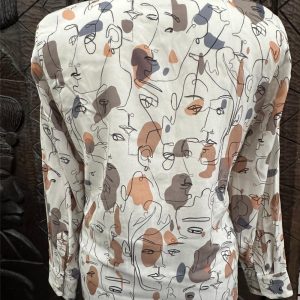 chemise femme Madeleine seconde main motifs visages taille 42