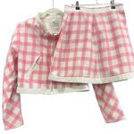 ensemble COURREGES jupe et veste blanc et rose à carreaux seconde âme