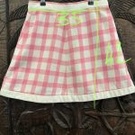 ensemble COURREGES jupe et veste blanc et rose à carreaux seconde main