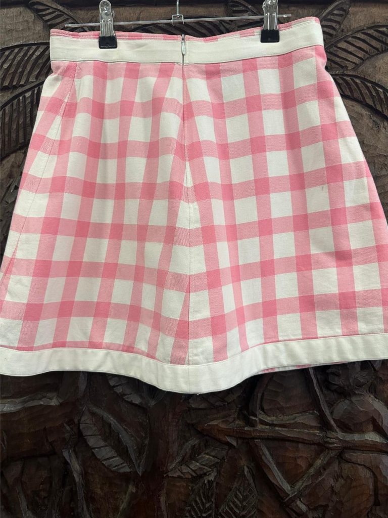 ensemble COURREGES jupe et veste blanc et rose à carreaux seconde main