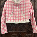 ensemble COURREGES jupe et veste blanc et rose à carreaux seconde âme
