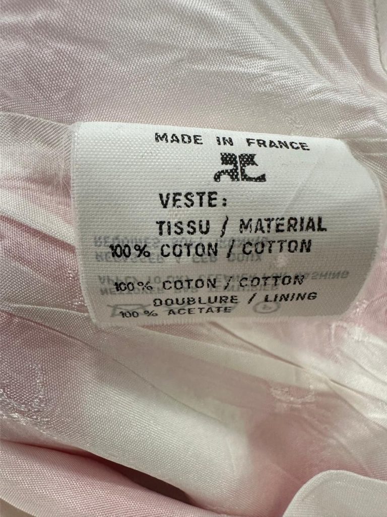 ensemble COURREGES vintage jupe et veste blanc et rose à carreaux seconde main