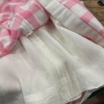ensemble COURREGES vintage jupe et veste blanc et rose à carreaux seconde main