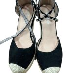 espadrilles cuir et daim compensées cloutées seconde main