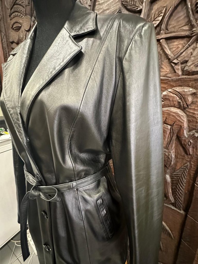 trench cuir noir influence seconde ame friperie en ligne