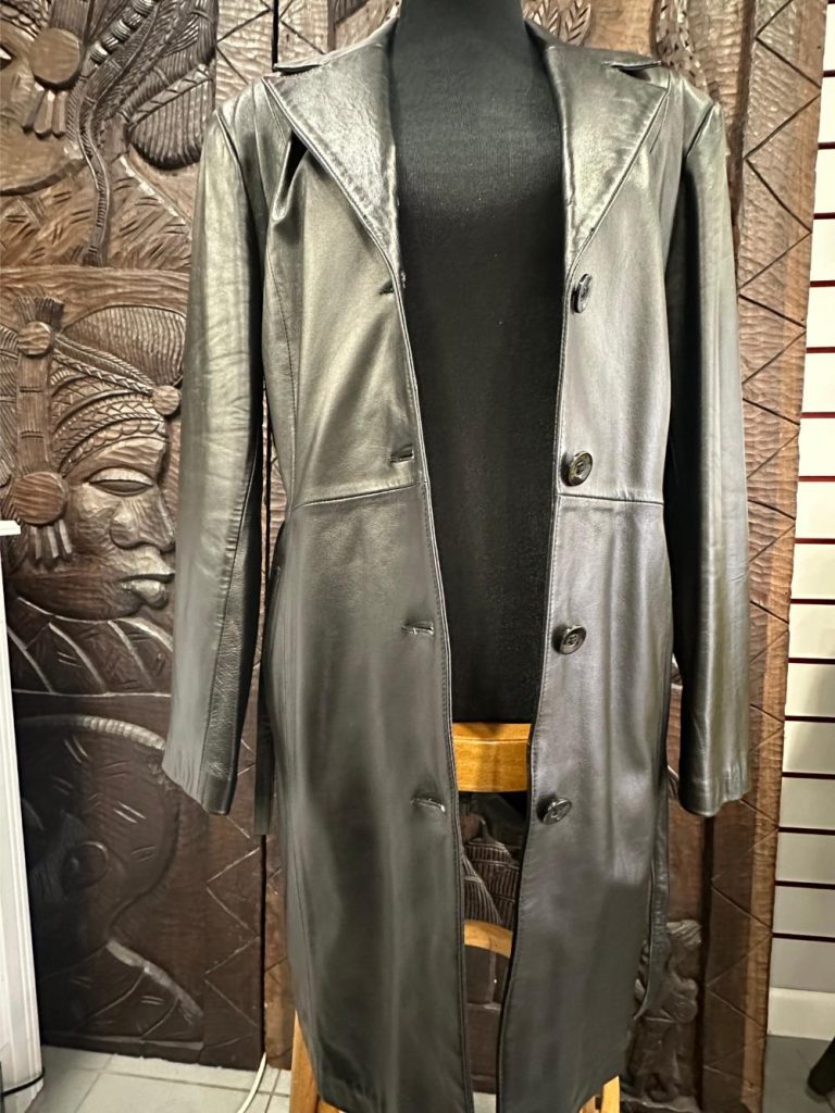 trench cuir noir influence seconde ame friperie en ligne