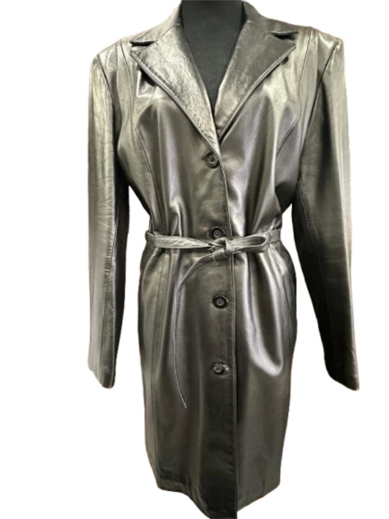 trench cuir noir influence seconde ame friperie en ligne
