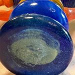 vase verre bleu et orange Murano brocante en ligne