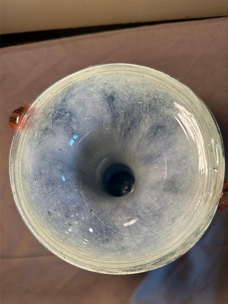vase verre bleu et orange Murano seconde ame
