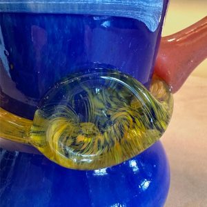 vase verre bleu et orange Murano brocante en ligne