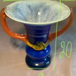 vase verre bleu et orange Murano brocante en ligne