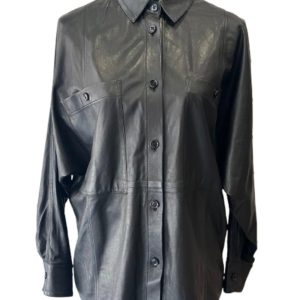 chemise cuir noir IRO seconde main friperie en ligne