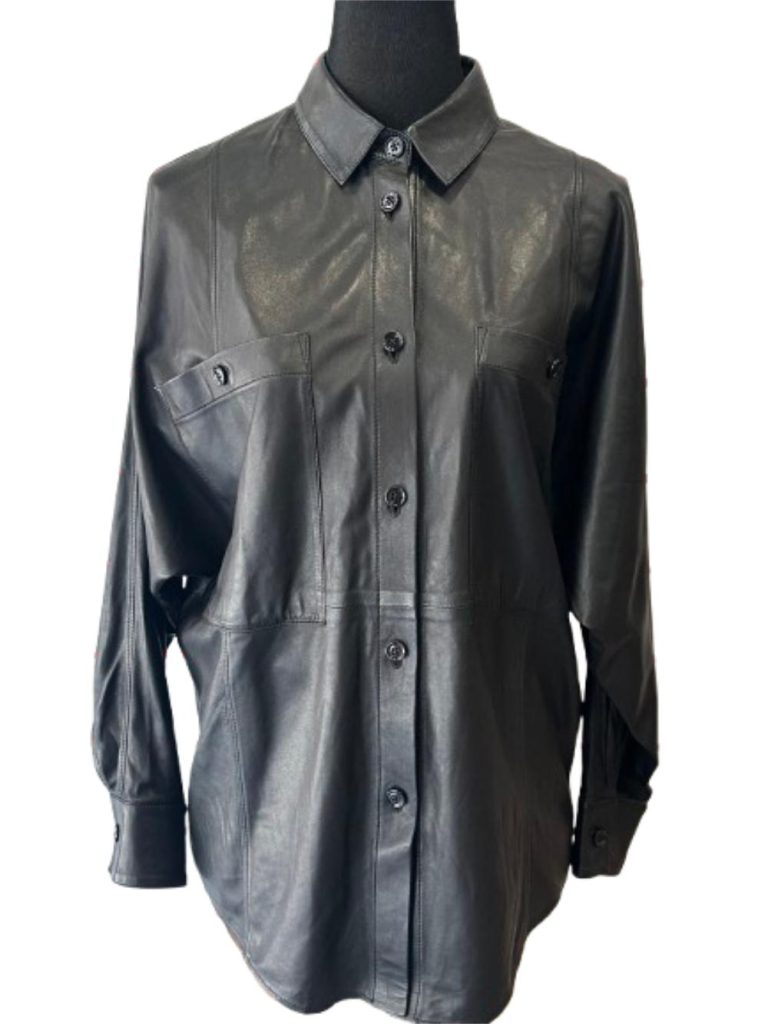 chemise cuir noir IRO seconde main friperie en ligne