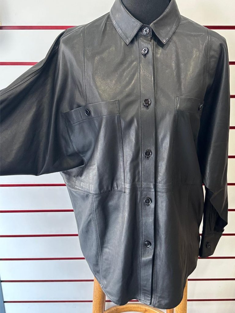 chemise cuir noir IRO seconde âme friperie en ligne