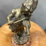 Paire de statuettes musiciens en bronze et marbre rouge brocante en ligne seconde âme
