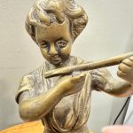 Paire de statuettes musiciens en bronze et marbre rouge brocante en ligne