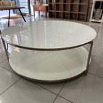 table basse blanche verre IKEA par Ehlen Johansson, années 1980 seconde âme brocante en ligne