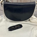 Sac bandoulière Charles Jourdan Paris vintage années 80 – cuir bleu marine & blanc friperie en ligne seconde âme